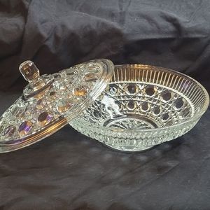Vintage Indiana Glass Windsor candy dish in blue